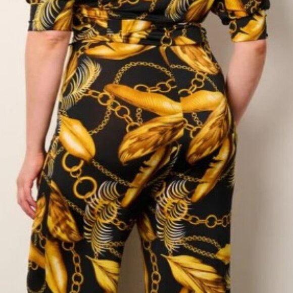 JANETTE PLUS SIZE off Shoulder Multi Print Wide Leg Jumpsuit NWT 1X, 2X, 3X - Picture 8 of 9